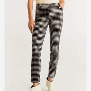 MNG SUIT LINEN BLEND BLACK WHITE BUFFALO PLAID FLAT FRONT PANTS WOMENS SZ 10